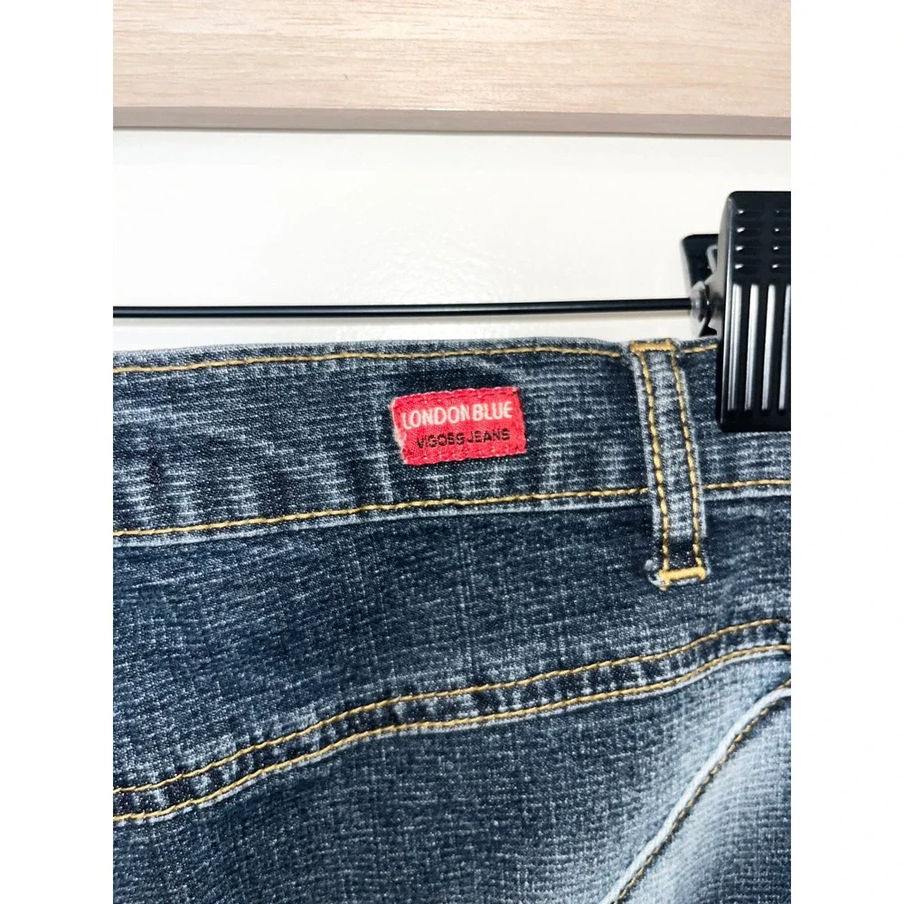 London Blue Vigoss Jeans Denim Skirt Dark Wash Paneled Chevron Y2K Cyber Grunge‎